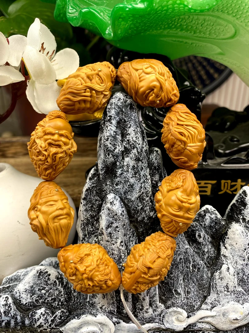 藏艺，新版诸神纳福橄榄核雕手串
