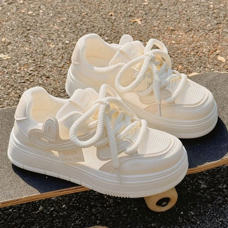 夏季女鞋厚底小白鞋女透气网面网鞋配裙子的鞋子百搭休闲运动板鞋