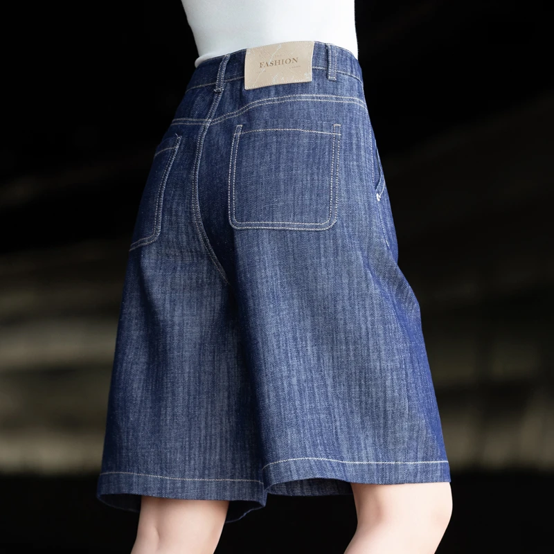 宽松高腰牛仔裤女夏薄款2025新款夏日ootd穿搭五分裤直筒阔腿中裤