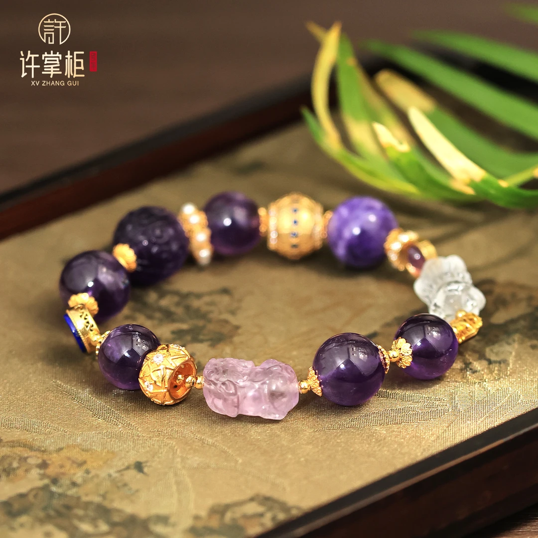 许掌柜｜S925银镶天然水晶圆珠配饰手串手链百搭气质优雅个性精美