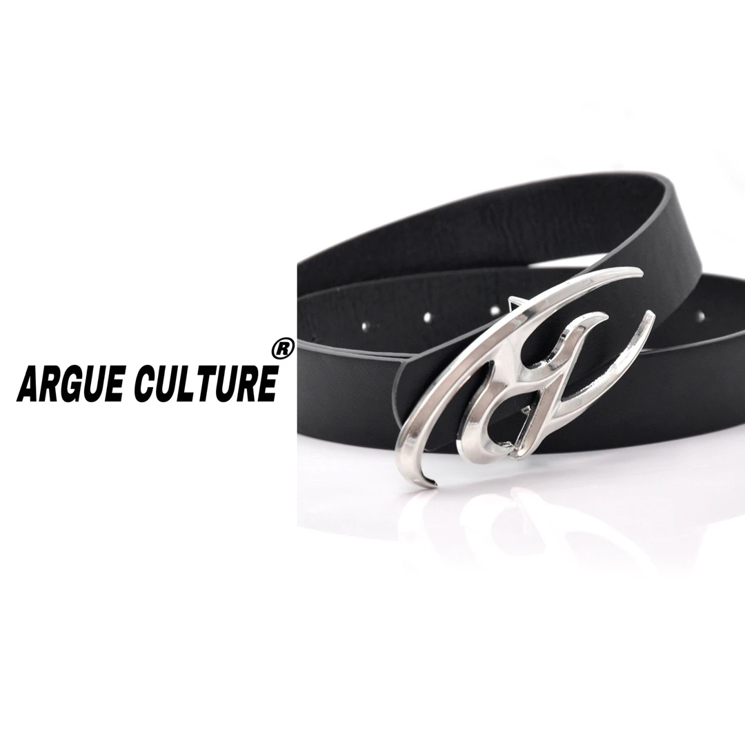 CulturE立体合金LOGO小众设计感腰带烫银印花百搭皮带