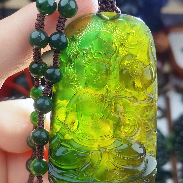 蛇纹石玉未镶嵌手串泰山玉观音
