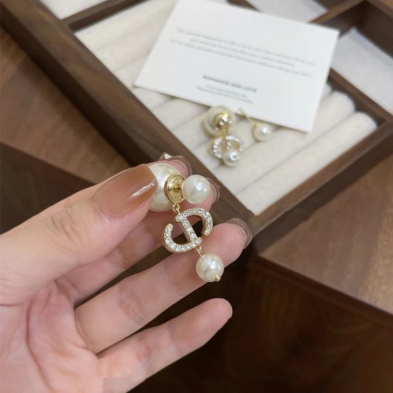 不锈钢仿珍珠项链 不锈钢珍珠韦雪同款高级感耳环前后戴耳环女