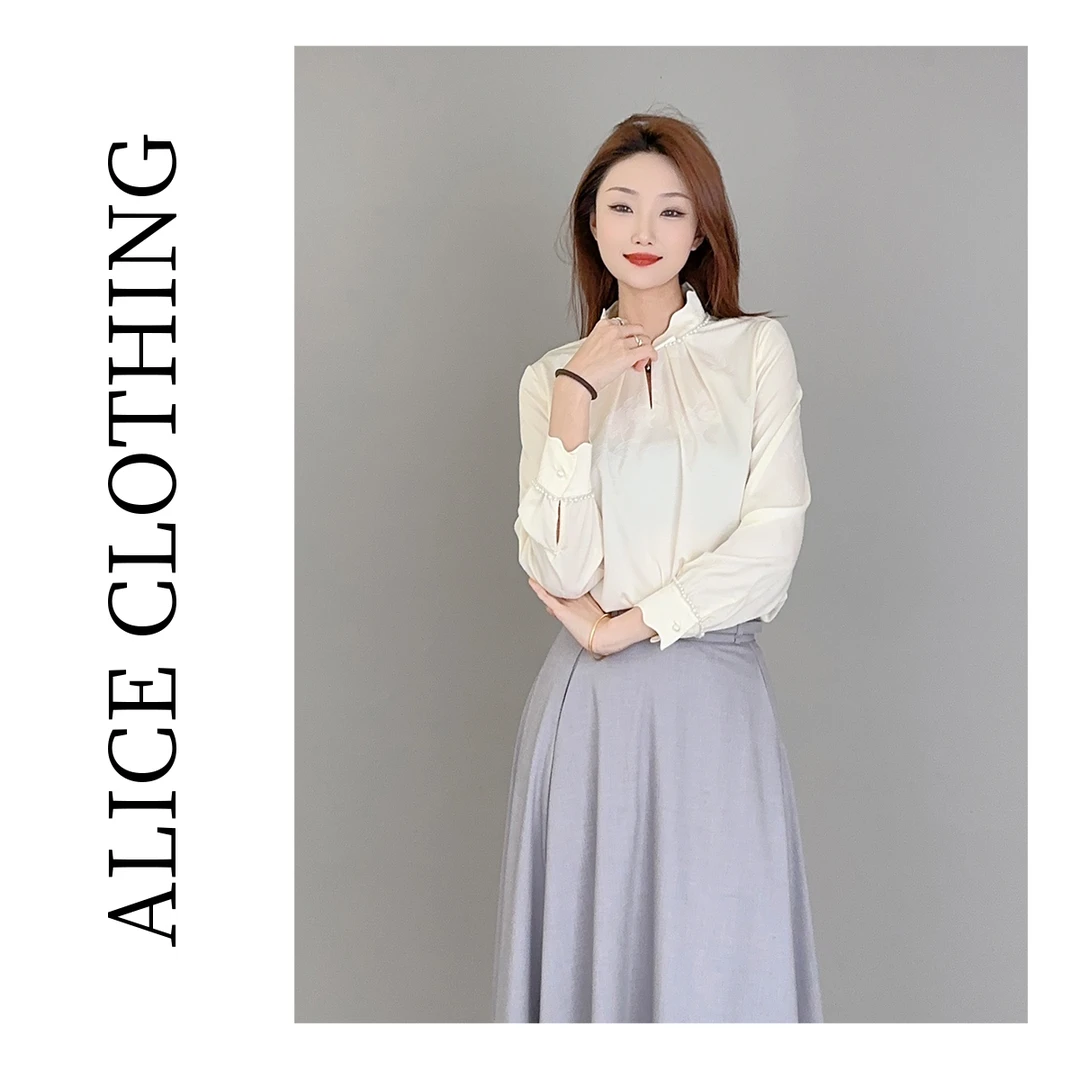 5 alicelulu陌上花开”国风上衣典雅钉珠暗纹提花S2136882J