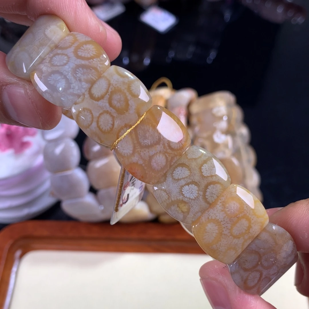 硅化珊瑚（珊瑚玉）未镶嵌吊坠(赠链)25号果冻豹纹