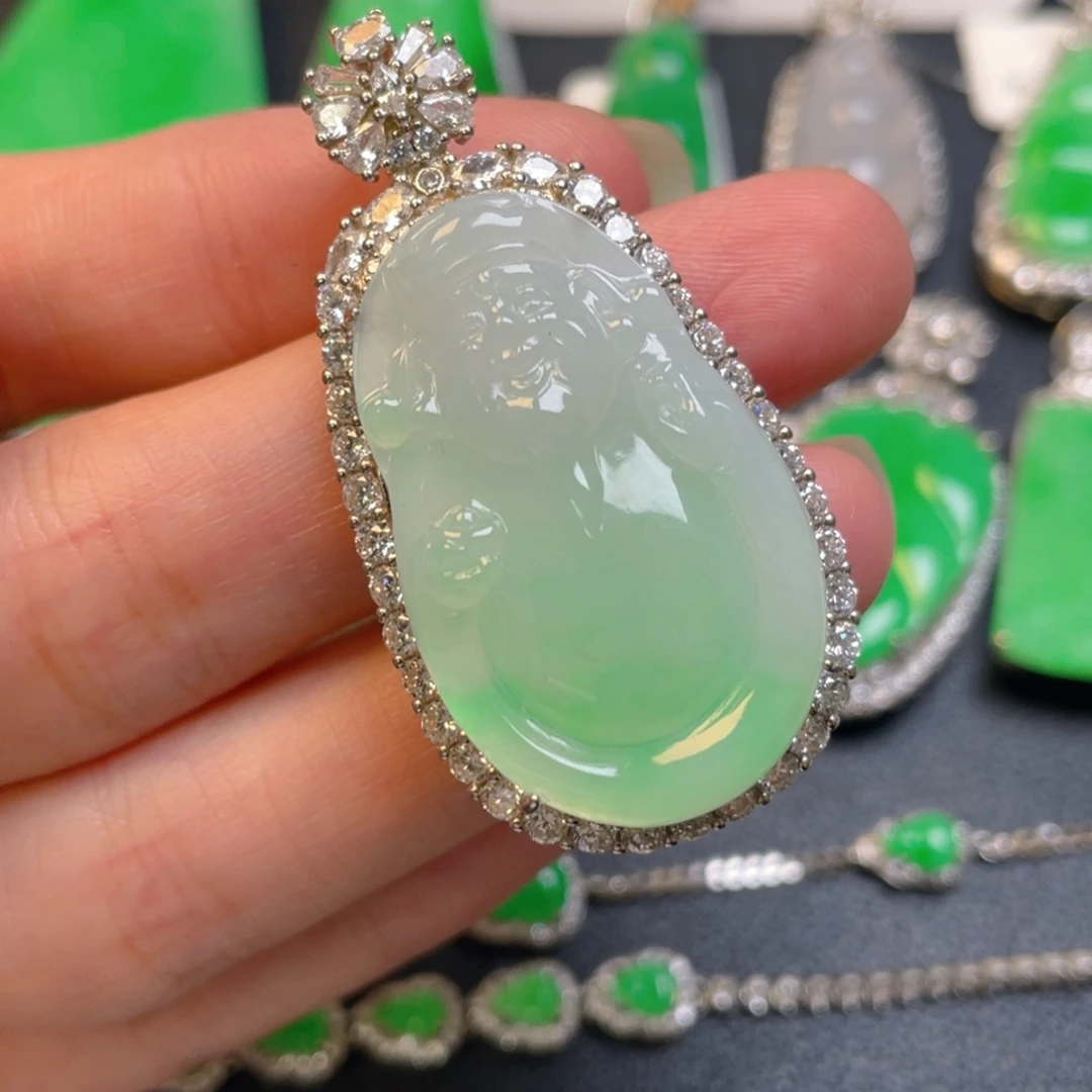 翡翠银S925镶嵌吊坠(不含链)