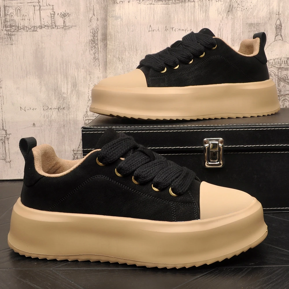 2026春季新款男士厚度时尚百搭小众韩版板鞋松糕底轻奢ins运动鞋