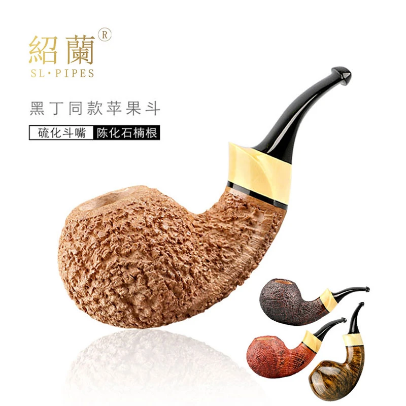 石楠苹果斗纯手工大师斗黑丁同款弯式苹果斗3mm烟道硫化斗嘴包邮