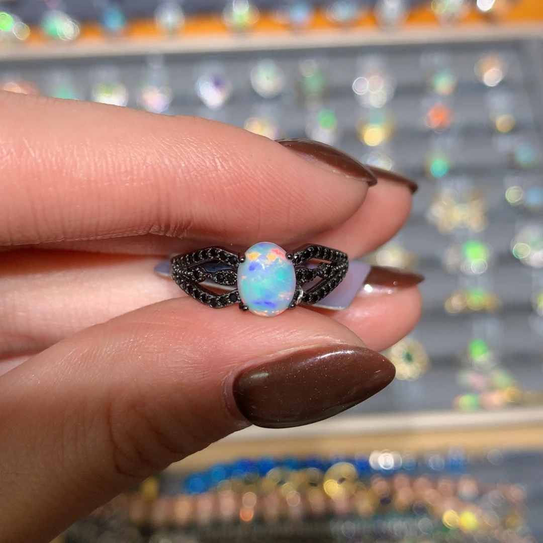 银S925镶嵌欧泊戒指t