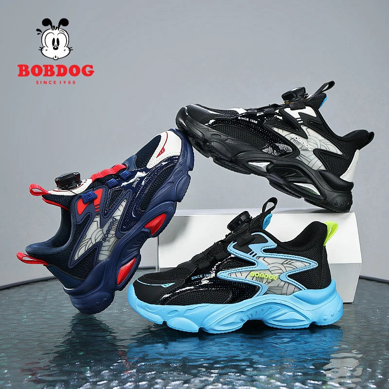 巴布豆2025春季中大童网面透气运动鞋男孩鞋子学生软底校园跑步鞋