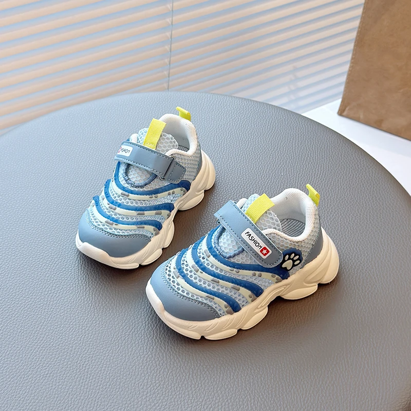 毛毛虫男童透网运动鞋春秋男宝宝软底防滑女童男童学步鞋单网镂空