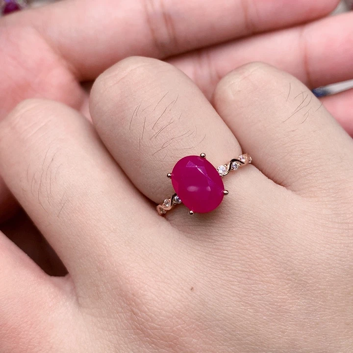 戒指红宝石银S925镶嵌