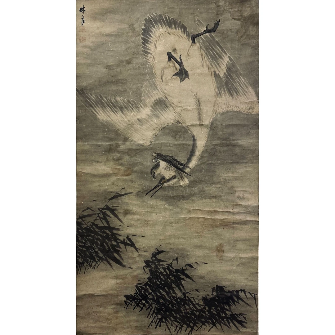 林良 鹘攫天鹅 立轴 161×87cm
