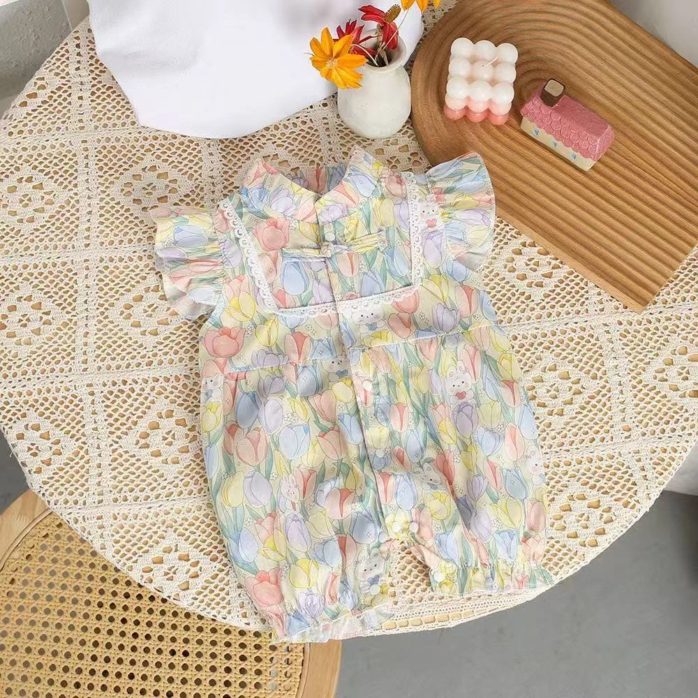 女宝宝连体衣婴儿衣服夏装薄款新生儿包屁衣旗袍满月百天哈衣夏季