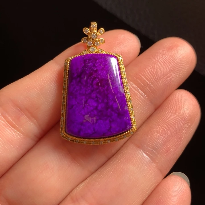 苏纪石（舒俱来）吊坠18K金镶嵌