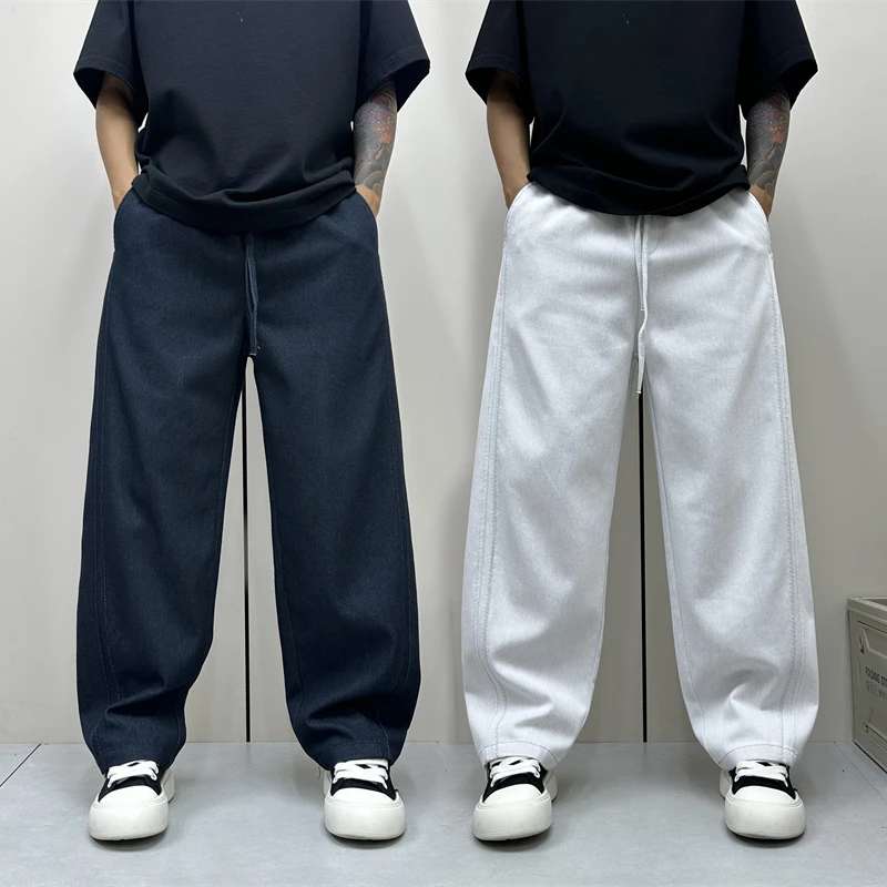 昊Studio秋季新款裤子日系长裤简约风纯色休闲阔腿百搭复古休闲裤