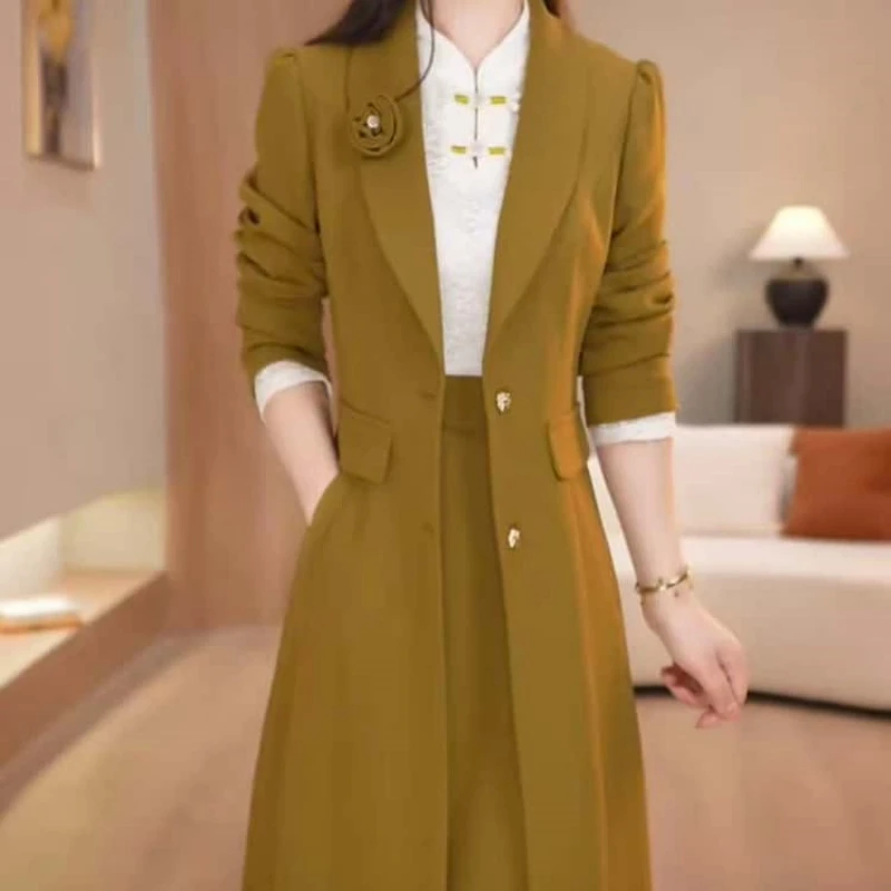 A935【风衣外套+连衣裙】2025秋季新款优雅时尚贵夫人气质套装裙