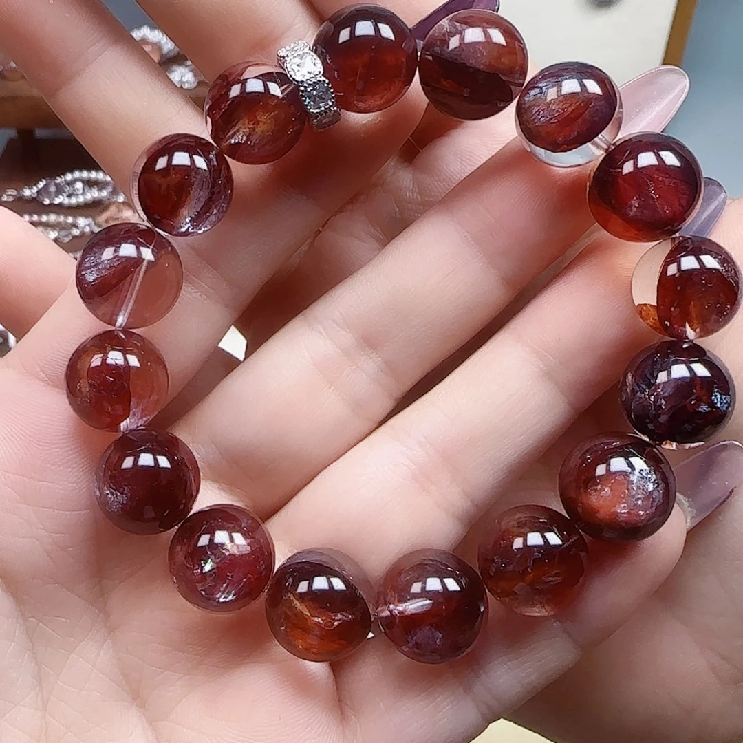 手串未镶嵌水晶牛血红胶花卡12➕