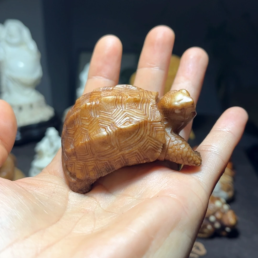 木大**愚鹿角雕刻工艺手把件