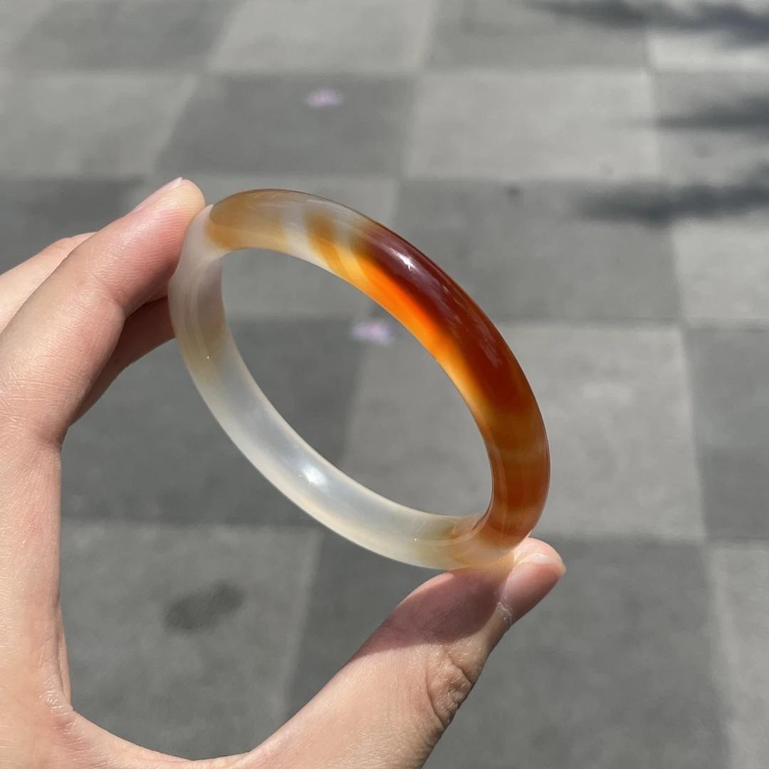 圈口56+正圈红锦鲤半山水飘糖飘纹-玛瑙