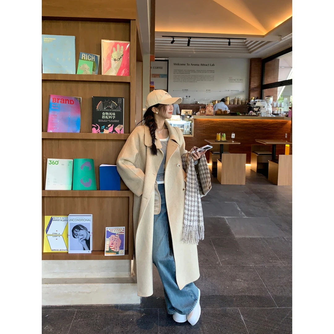 切糕自制【挚爱大衣】小个子女秋冬气质绵羊毛大衣羊驼毛双面呢外套