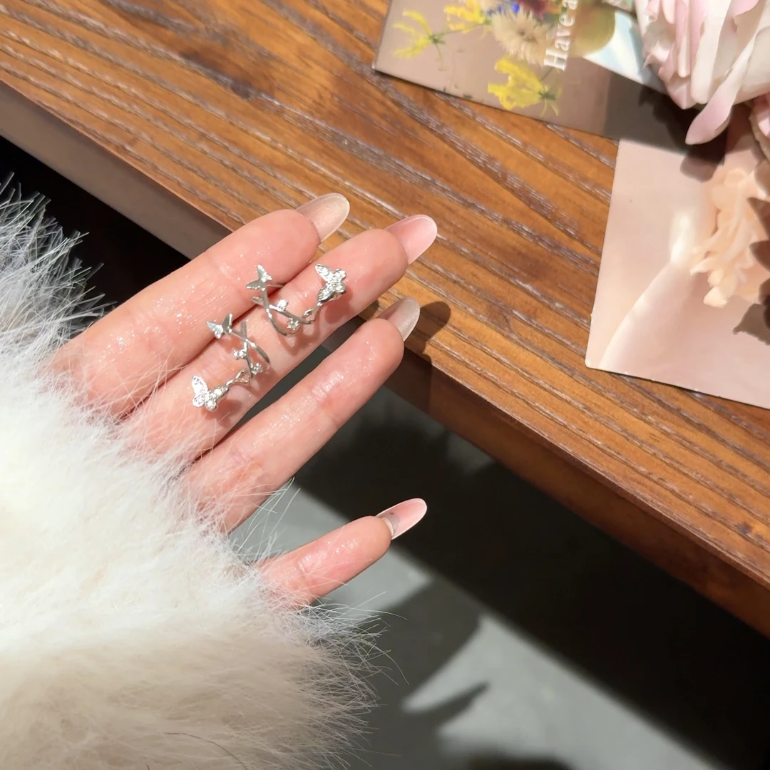 铜合金耳饰 AL5213 精致法式蝴蝶结耳环高级感设计森系简约小众