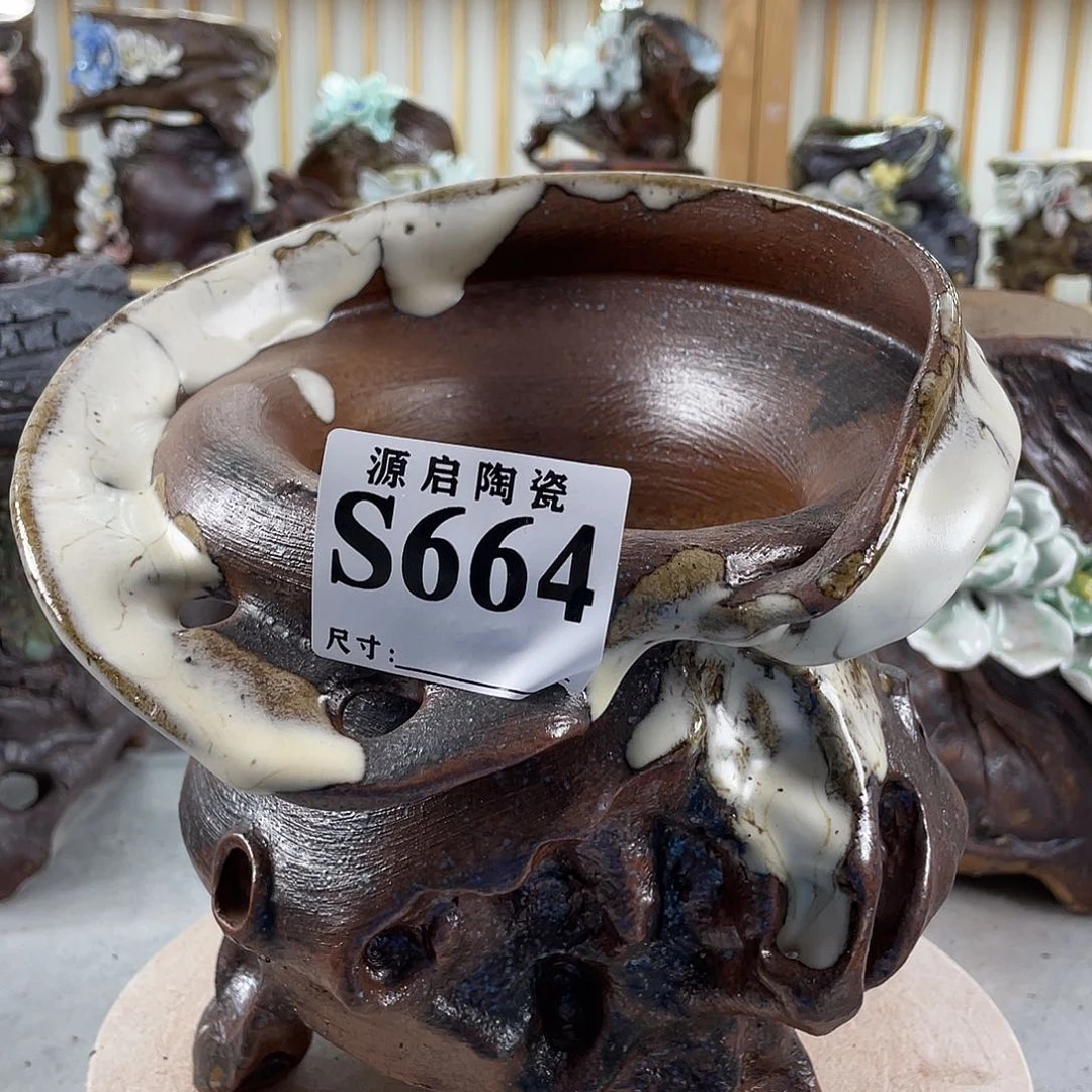 紫砂花盆景德镇陶瓷花盆664