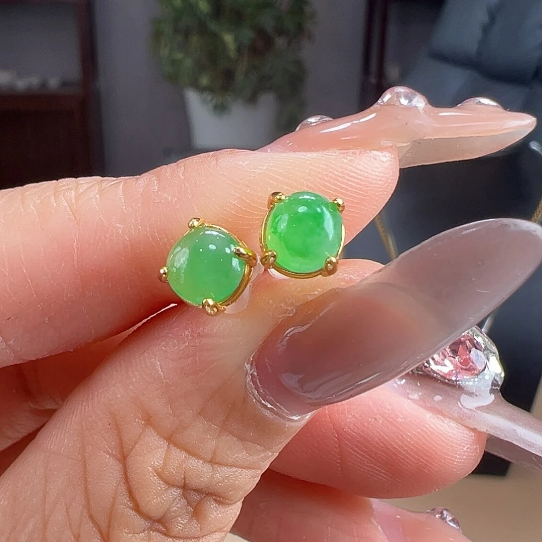 翡翠银S925镶嵌耳饰耳饰