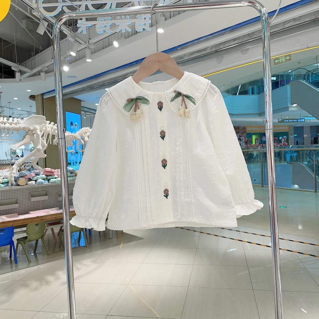 MOMOCO/玛米玛卡【纯棉】秋季女童洋气休闲百搭花朵衬衫77780234003