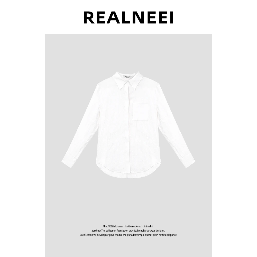 【嘉鹅专属】纯色潮流时尚纽扣REALNEEI衬衫白衬衫夏季上衣印染百搭