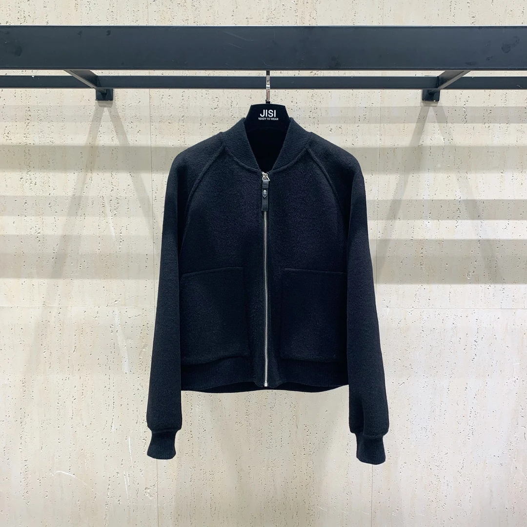 JISI H+双面手缝短款拉链外套-W24363