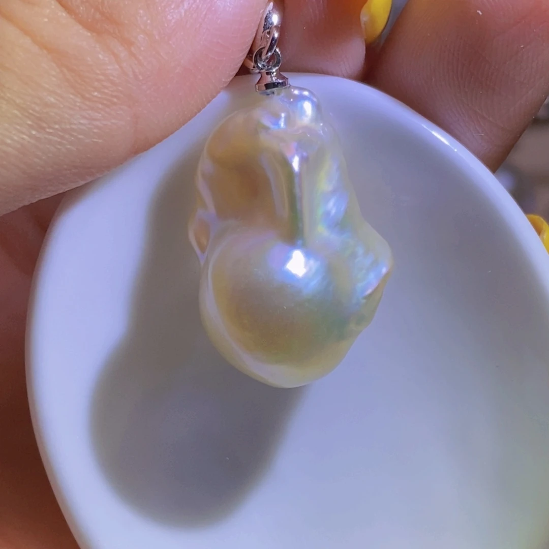 银S925镶嵌淡水珍珠天然淡水珍珠无染色无优化