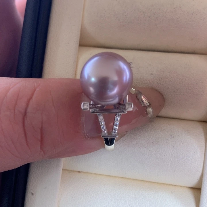 银S925镶嵌戒指淡水珍珠
