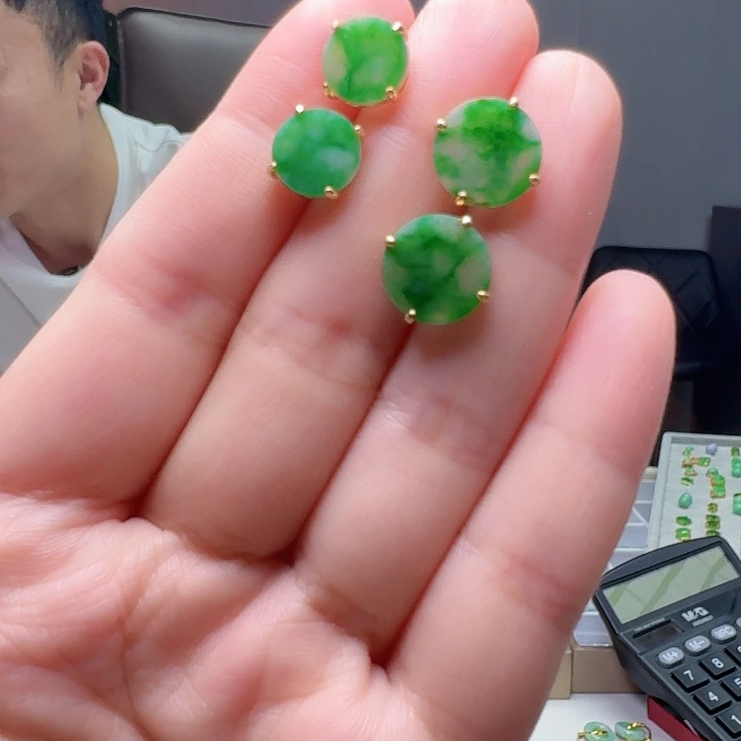 翡翠银S925镶嵌耳饰多样性发货其一