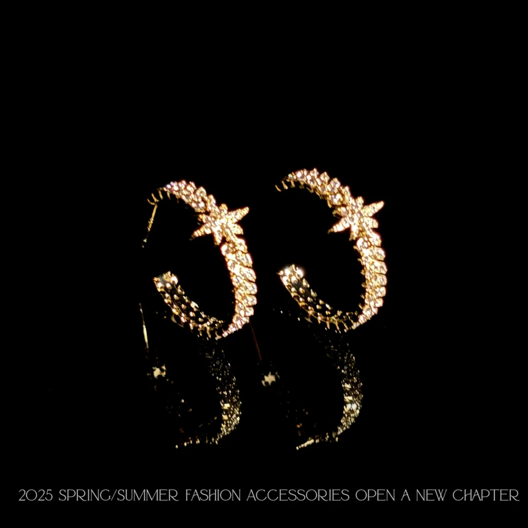 铜合金耳饰 镀k金 2025款C7470【八芒金圈】Jeannie zoo 耳钉