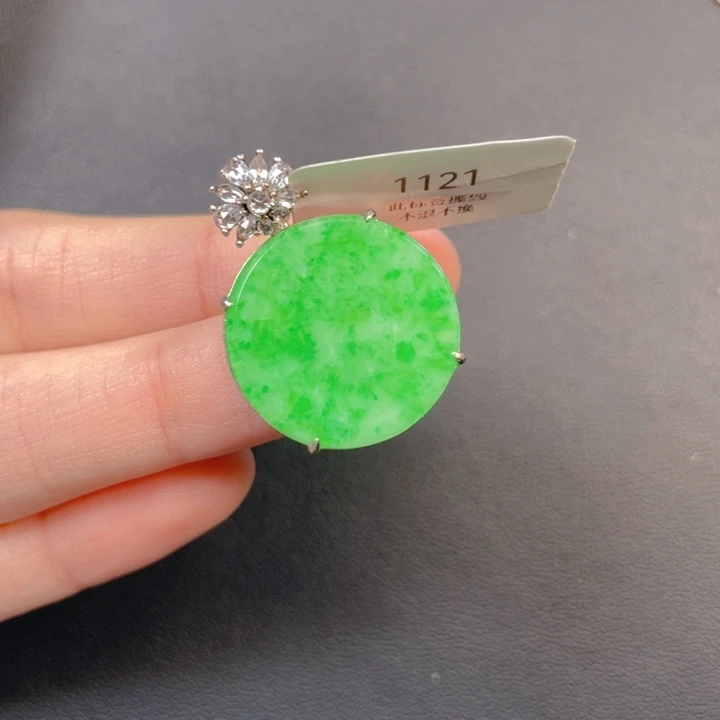 翡翠银S925镶嵌吊坠(不含链)