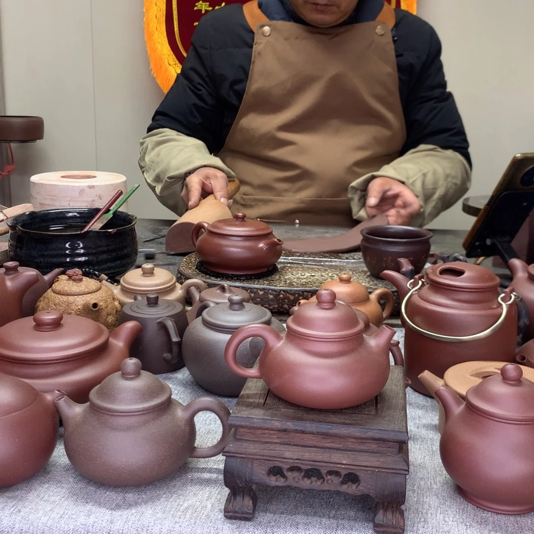 紫泥茶壶小容天130C半手工制作