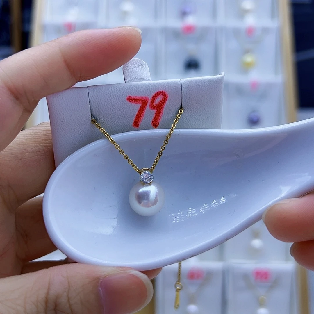 淡水珍珠18K金镶嵌吊坠(不含链)菀*鱼