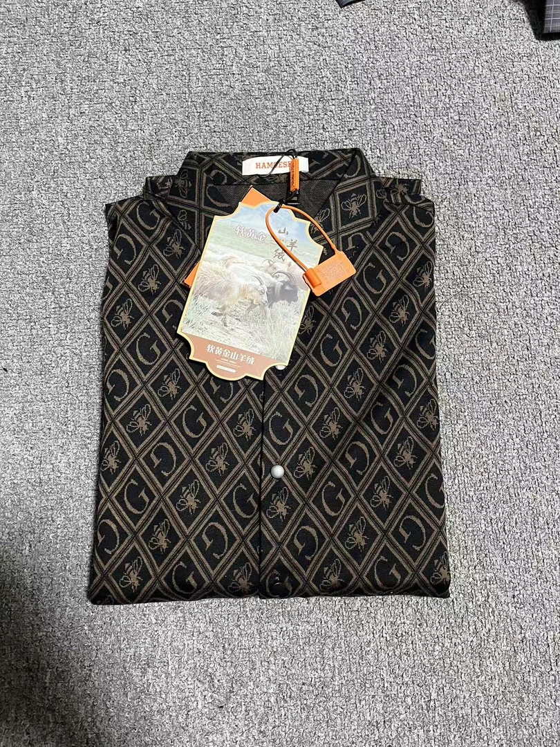 男士秋冬小蜜蜂印花羊绒羊毛衬衫-1仓