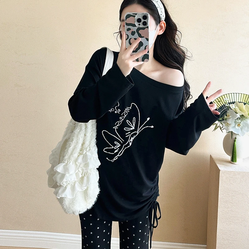 春季孕妇装2025新款弹力T恤打底衫上衣无托腹裤子春款套装两件套