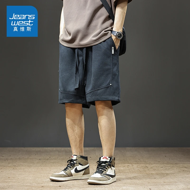 Jeanswest/真维斯男士运动百搭短裤夏季薄款宽松潮流直筒透气中裤