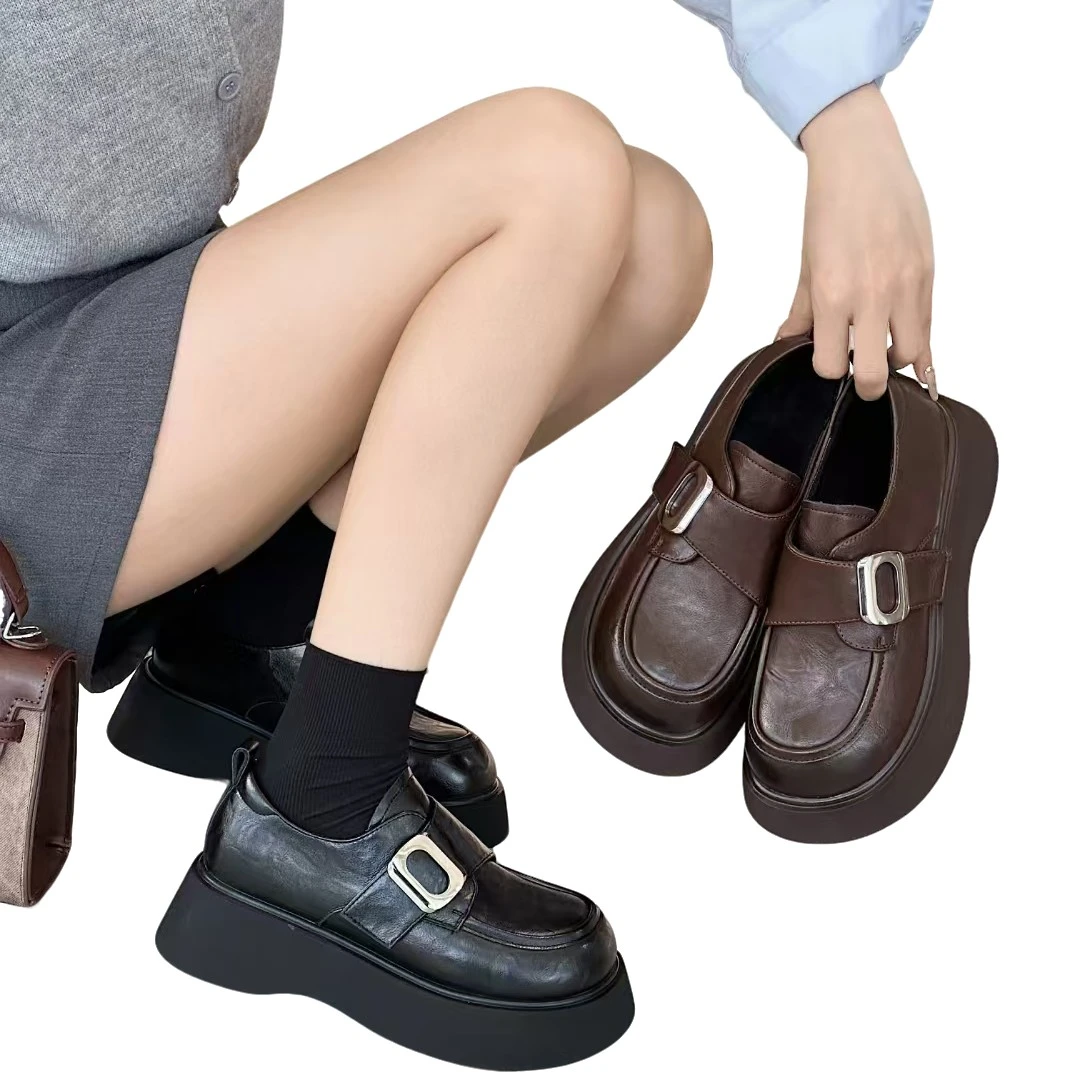 576522166乐福鞋英伦风女鞋增高厚底百搭休闲款备备