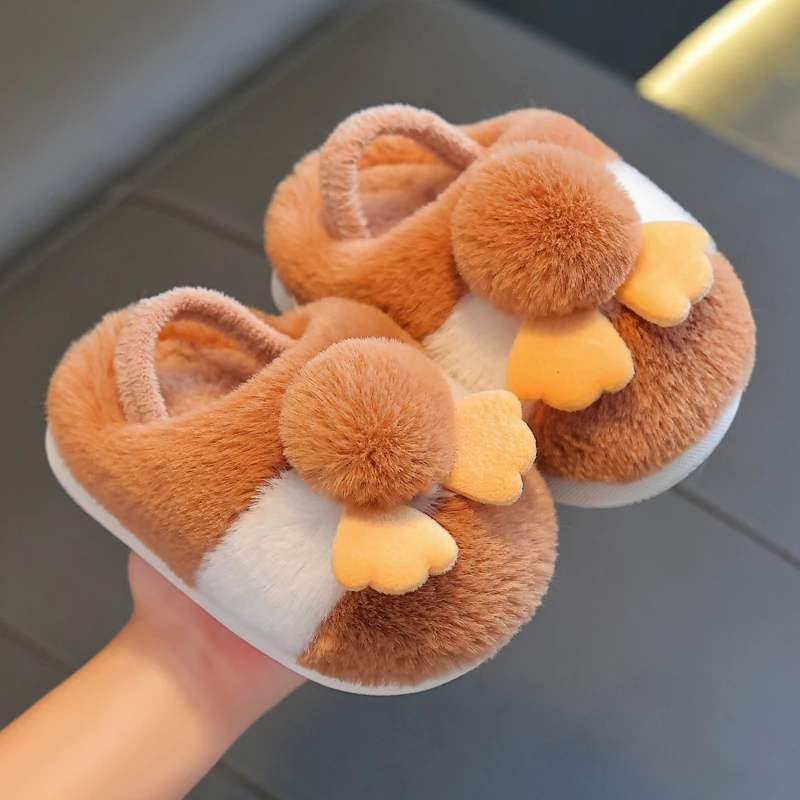 儿童毛毛棉拖鞋女童宝宝棉拖鞋秋冬1-3岁宝宝拖鞋2岁男童棉拖鞋潮