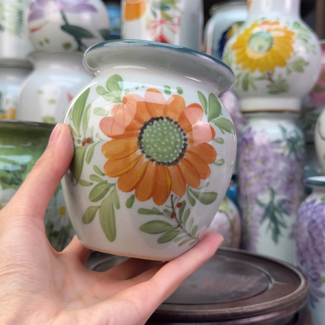 景德镇陶瓷手绘花瓶无孔