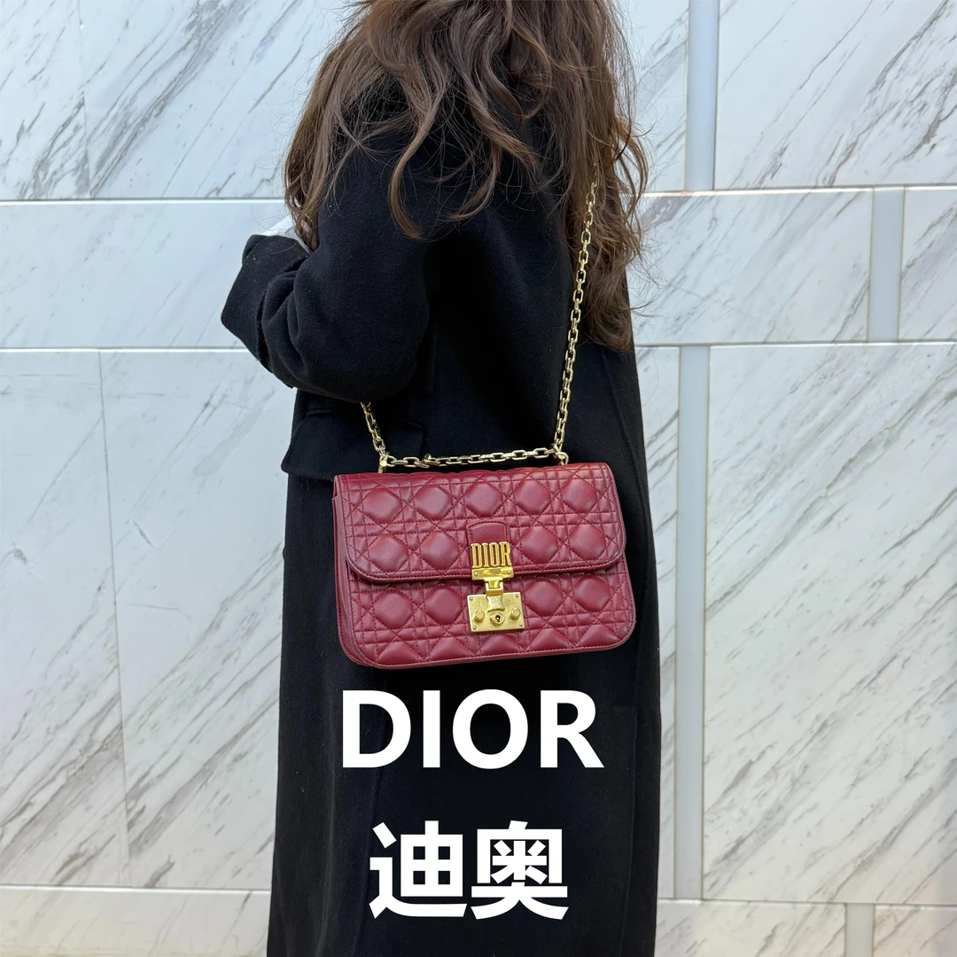 95新 DIOR/迪奥 红色addict翻盖链条包/甜甜精选/H21359