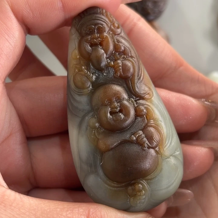 和田玉人才两旺吊坠定制未镶嵌