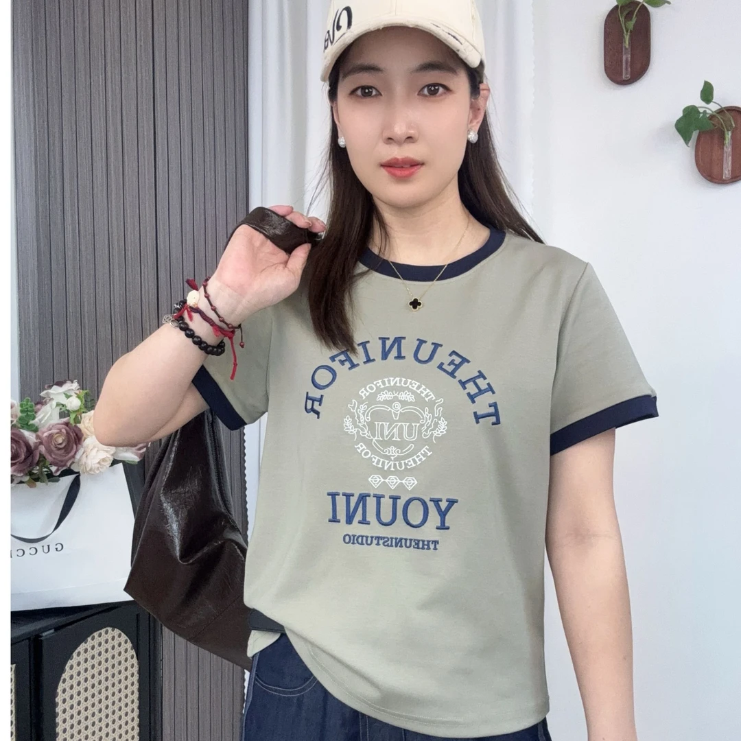 U.Ni【有你短袖】夏季正肩圆领宽松棉T恤短袖