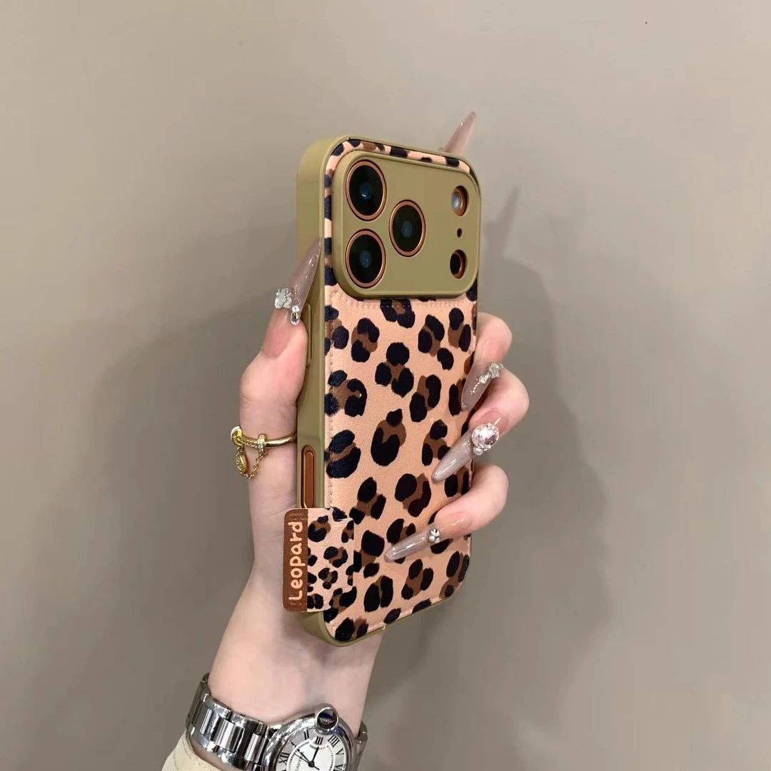 个性标签豹纹皮纹适用iPhone17promax手机壳16pro网红15/14时尚13