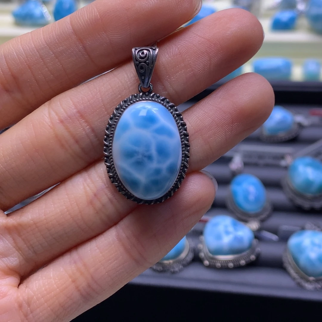 针钠钙石（海纹石）未镶嵌颈饰蛋面吊坠
