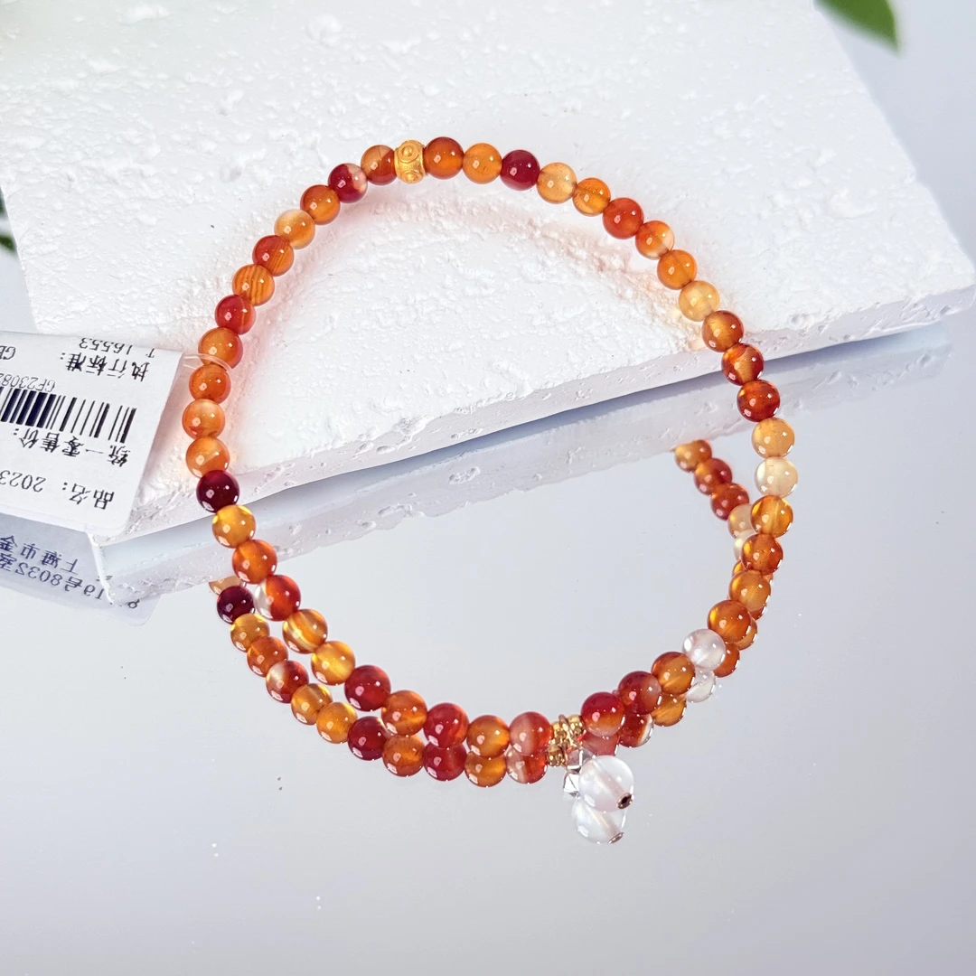 【枫糖奶橘】玛瑙手串4mm面小仙多样性发其一